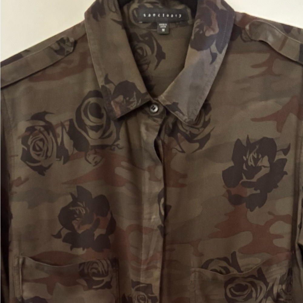 Rare Sanctuary FLORAL Camouflage Shirt -  Size M